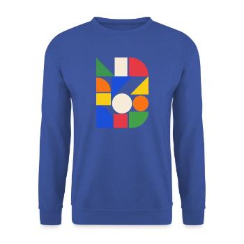 Geometrische Farbblöcke Mosaic - Unisex Pullover - Royalblau - Vorne - Alina (178cm) & Michal (187cm)