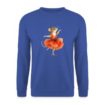 Tanzende Maus mit Mohnblütenkleid - Unisex Pullover - Royalblau - Vorne - Alina (178cm) & Michal (187cm)