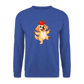 Süßer Labrador Cartoon Tomate balancieren - Unisex Pullover - Royalblau - Vorne - Alina (178cm) & Michal (187cm)