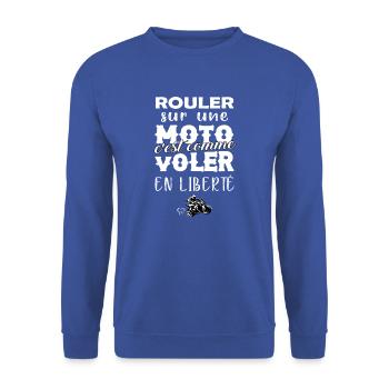 Homme Moto Motard Maillot humour motocycliste - Sweat-shirt Unisexe - bleu royal - Devant - Alina (178cm) & Michal (187cm)