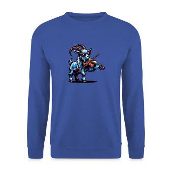 Goat with violin and sunglasses design - Unisex Sweatshirt - royal blue - Front - Alina (178cm) & Michal (187cm)