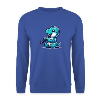 Dino Flutist Design Mignon - Sweat-shirt Unisexe - bleu royal - Devant - Alina (178cm) & Michal (187cm)