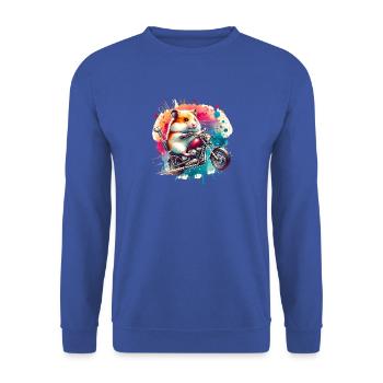 Motard hamster cool sur le design du chopper - Sweat-shirt Unisexe - bleu royal - Devant - Alina (178cm) & Michal (187cm)