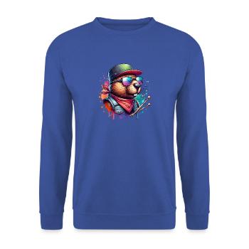 Beaver Drums Musician Animal Funny Rock - Unisex Sweatshirt - royal blue - Front - Alina (178cm) & Michal (187cm)
