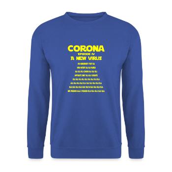 Corona-A New Virus-Satire-Version 1 - Unisex Pullover - Royalblau - Vorne - Alina (178cm) & Michal (187cm)
