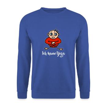 Yogi Chillen Comic Meditation - Ich kann Yoga - Unisex Pullover - Royalblau - Vorne - Alina (178cm) & Michal (187cm)