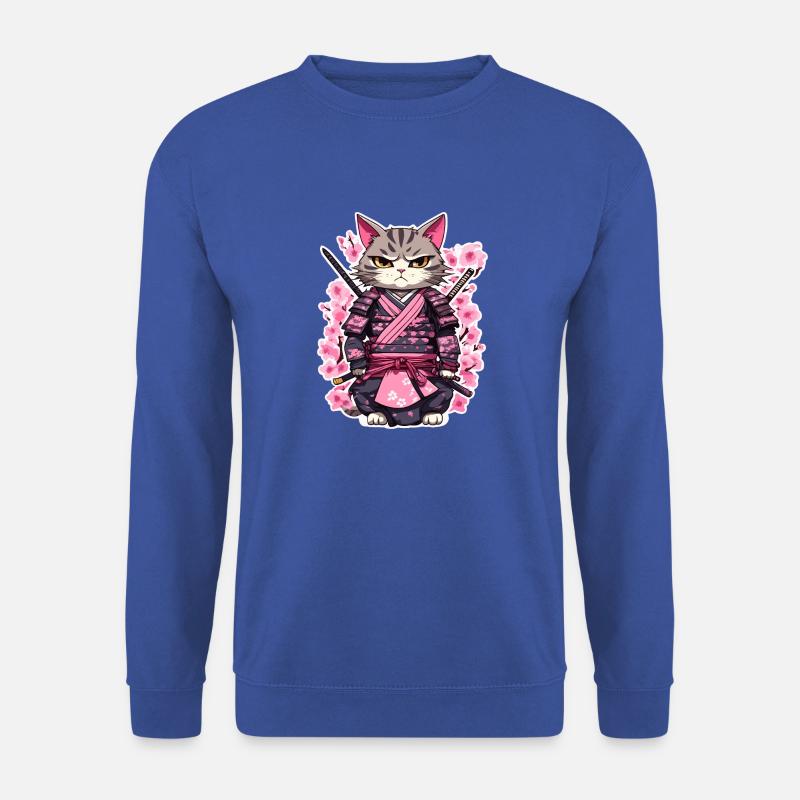Samurai Cat & Cherry Blossoms #7 - Unisex Sweatshirt - royal blue