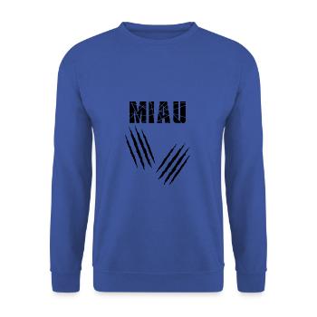 Katze Miau Katzenkratzer Katzen Pfoten - Unisex Pullover - Royalblau - Vorne - Alina (178cm) & Michal (187cm)