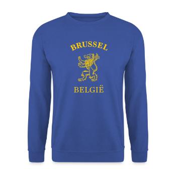BRUSSELS Belgium Coat of Arms - Unisex Pullover - Royalblau - Vorne - Alina (178cm) & Michal (187cm)