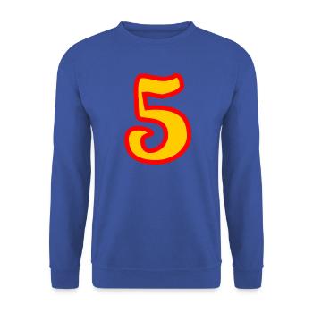 5. JUBILÄUM. 5 JAHRE. 5. JUBILÄUM - Unisex Pullover - Royalblau - Vorne - Alina (178cm) & Michal (187cm)