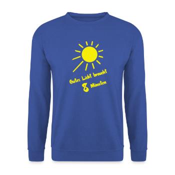 Gutes Licht - Unisex Pullover - Royalblau - Vorne - Alina (178cm) & Michal (187cm)