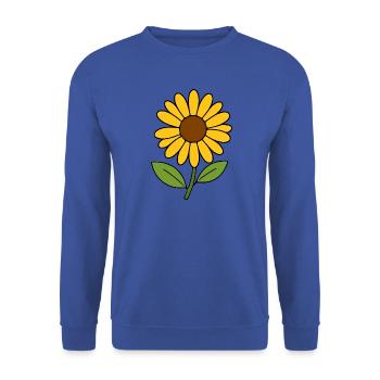 Blume gelb gelbe Blumen Blüte Blumenmuster - Unisex Pullover - Royalblau - Vorne - Alina (178cm) & Michal (187cm)