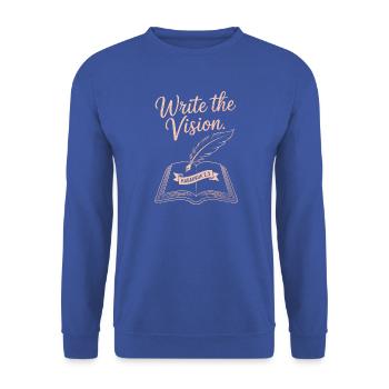 Schreibe die Vision Bible Quill - Unisex Pullover - Royalblau - Vorne - Alina (178cm) & Michal (187cm)