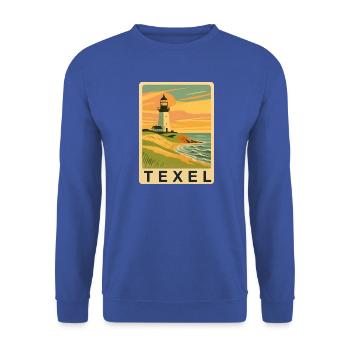 Texel Leuchtturm - Unisex Pullover - Royalblau - Vorne - Alina (178cm) & Michal (187cm)