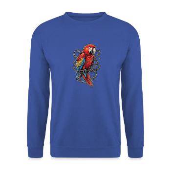 Stacheldraht Papagei - Unisex Pullover - Royalblau - Vorne - Alina (178cm) & Michal (187cm)