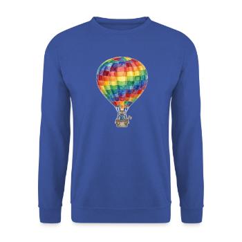 Regenbogen-Heißluftballon - Unisex Pullover - Royalblau - Vorne - Alina (178cm) & Michal (187cm)