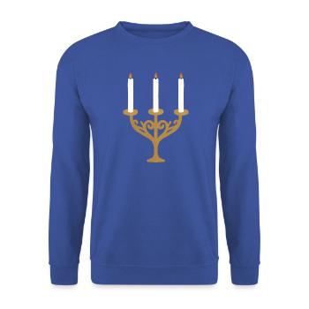 Drei-Kerzen-Barockleuchter - Unisex Pullover - Royalblau - Vorne - Alina (178cm) & Michal (187cm)