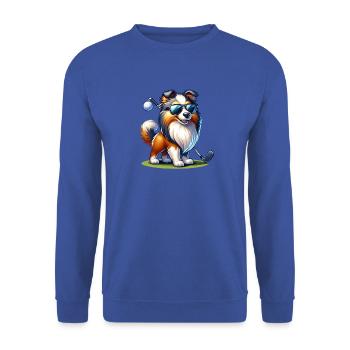Sheltie Shetland Sheepdog Golfeur Chiens de golf - Sweat-shirt Unisexe - bleu royal - Devant - Alina (178cm) & Michal (187cm)