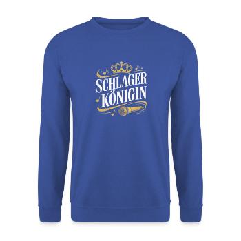 Schlager Queen with Crown and Microphone - Unisex Sweatshirt - royal blue - Front - Alina (178cm) & Michal (187cm)