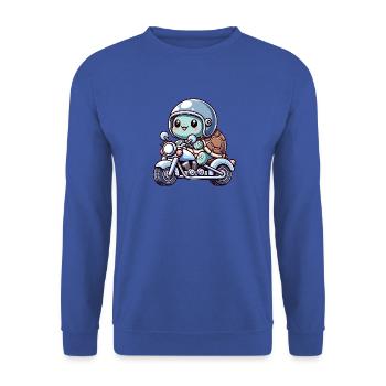 Tortue mignonne à l’aventure à moto - Sweat-shirt Unisexe - bleu royal - Devant - Alina (178cm) & Michal (187cm)