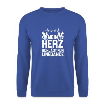 Mein Herz Schlägt Linedance Tänzer Tanz Geschenk - Unisex Pullover - Royalblau - Vorne - Alina (178cm) & Michal (187cm)