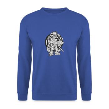 MAX korgeux - Unisex Pullover - Royalblau - Vorne - Alina (178cm) & Michal (187cm)