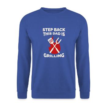 Vater Grillt - Unisex Pullover - Royalblau - Vorne - Alina (178cm) & Michal (187cm)