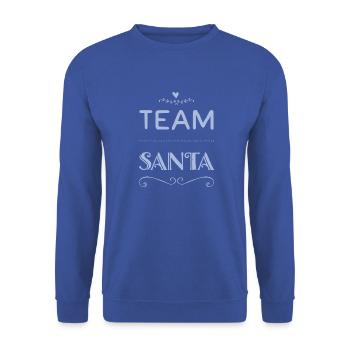 TEAM SANTA +++ Merry Christmas, X-Mas, Weihnachten - Unisex Pullover - Royalblau - Vorne - Alina (178cm) & Michal (187cm)
