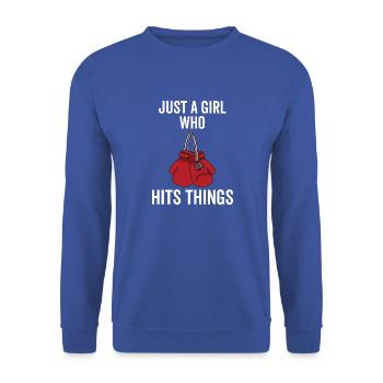 Just a Girl Who Hits Things - Unisex Sweatshirt - royal blue - Front - Alina (178cm) & Michal (187cm)