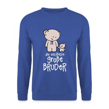 Der weltbeste große Bruder - Großer Bruder Teddys - Unisex Pullover - Royalblau - Vorne - Alina (178cm) & Michal (187cm)