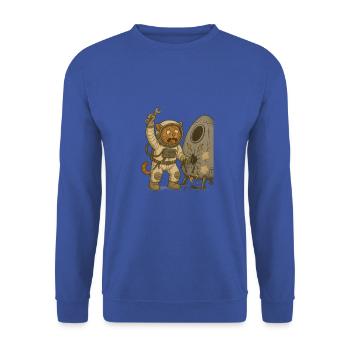 Chat astronaute en galère – Design drôle chat - Sweat-shirt Unisexe - bleu royal - Devant - Alina (178cm) & Michal (187cm)