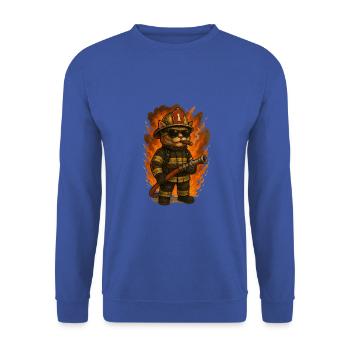 Chat pompier badass – Humour, flammes et style - Sweat-shirt Unisexe - bleu royal - Devant - Alina (178cm) & Michal (187cm)