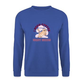 Cats Coffee Funny Velvet Paw Meow: Gifts Cat - Unisex Sweatshirt - royal blue - Front - Alina (178cm) & Michal (187cm)