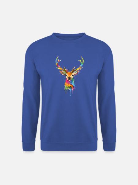 Bunter Hirschkopf im Graffiti-Look - Unisex Pullover - Royalblau