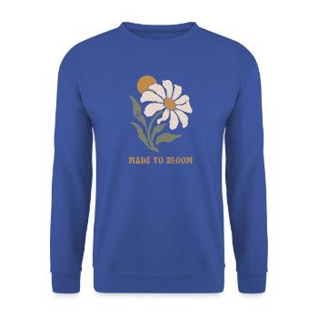 Bloom Daisy Botanischer Wappen - Unisex Pullover - Royalblau - Vorne - Alina (178cm) & Michal (187cm)