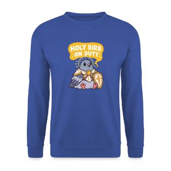 Heilige Taube im Dienst - Unisex Pullover - Royalblau - Vorne - Alina (178cm) & Michal (187cm)