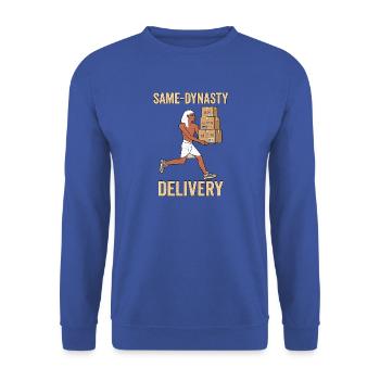 Paketbote Hieroglyphen Pakete - Unisex Pullover - Royalblau - Vorne - Alina (178cm) & Michal (187cm)