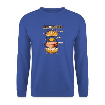 Leberkässemmel Bauplan - Unisex Pullover - Royalblau - Vorne - Alina (178cm) & Michal (187cm)