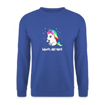 Beurk des gens - Sweat-shirt Unisexe - bleu royal - Devant - Alina (178cm) & Michal (187cm)