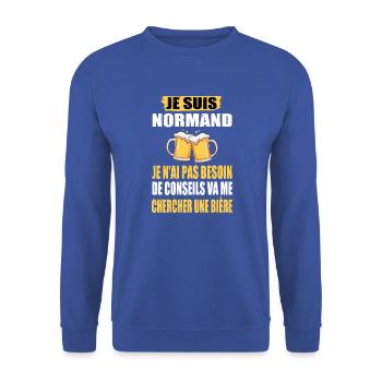 Maillot normand normandie bière humoristique apéro - Sweat-shirt Unisexe - bleu royal - Devant - Alina (178cm) & Michal (187cm)