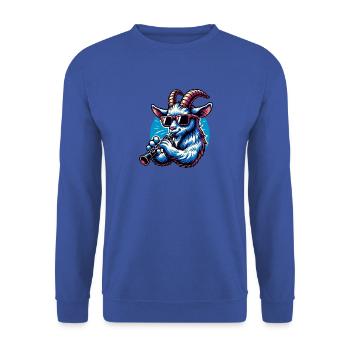 Clarinette jouant de la chèvre avec des lunettes de soleil - Sweat-shirt Unisexe - bleu royal - Devant - Alina (178cm) & Michal (187cm)