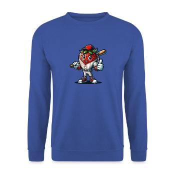 Strawberry Baseball Star with Bat - Unisex Sweatshirt - royal blue - Front - Alina (178cm) & Michal (187cm)