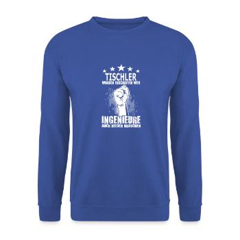 tischler - Unisex Pullover - Royalblau - Vorne - Alina (178cm) & Michal (187cm)