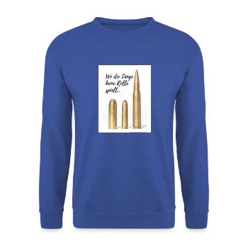 Wo Länge keine Rolle spielt - Unisex Pullover - Royalblau - Vorne - Alina (178cm) & Michal (187cm)
