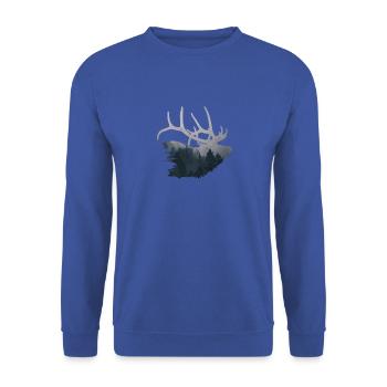 Moose Scandinavia Gift Hunter Deer Antler - Unisex Sweatshirt - royal blue - Front - Alina (178cm) & Michal (187cm)