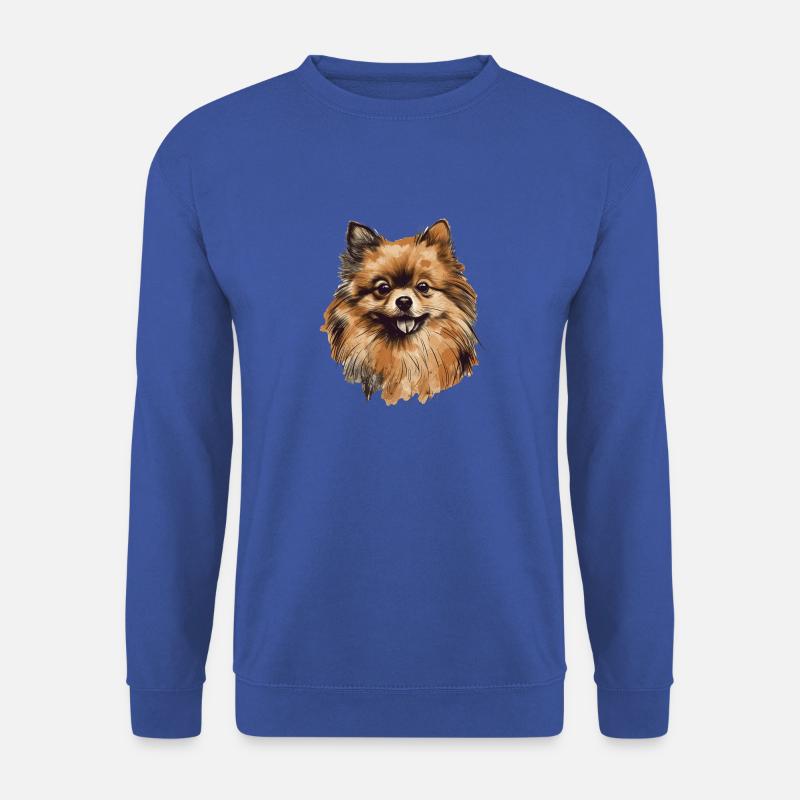 Pomeranian Miniature Spitz Drawing - Unisex Sweatshirt - royal blue