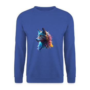 Tête de loup fantaisie - Sweat-shirt Unisexe - bleu royal - Devant - Alina (178cm) & Michal (187cm)
