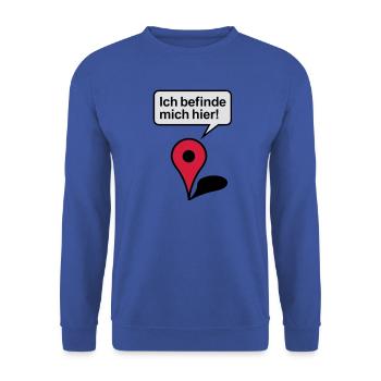 Ich befinde mich hier Google Maps - Unisex Pullover - Royalblau - Vorne - Alina (178cm) & Michal (187cm)