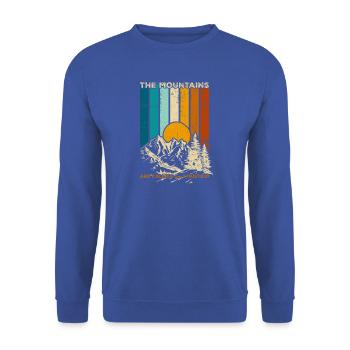 Berge, die Retro Sunset rufen - Unisex Pullover - Royalblau - Vorne - Alina (178cm) & Michal (187cm)