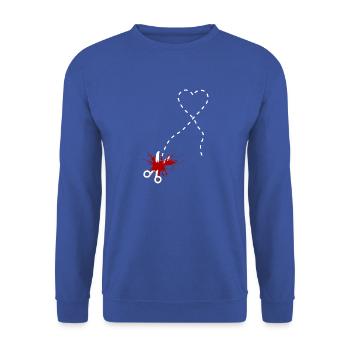 Hier schneiden Herz, Schere, Blut, Wunde, Schmerz, - Unisex Pullover - Royalblau - Vorne - Alina (178cm) & Michal (187cm)